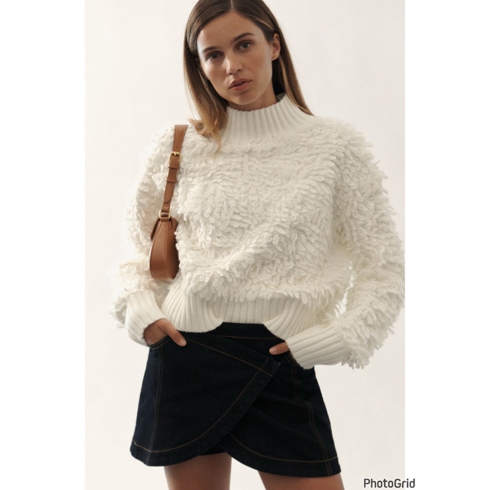 Anthropologie Maeve Callahan Mock Neck Loop Stitch Sweater 1X New With Tags